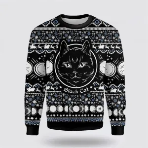 Moon Phase Cute Cat Christmas Wicca Ugly Christmas Sweater For Men And Women, Best Gift For Christmas, Christmas Fashion Winter