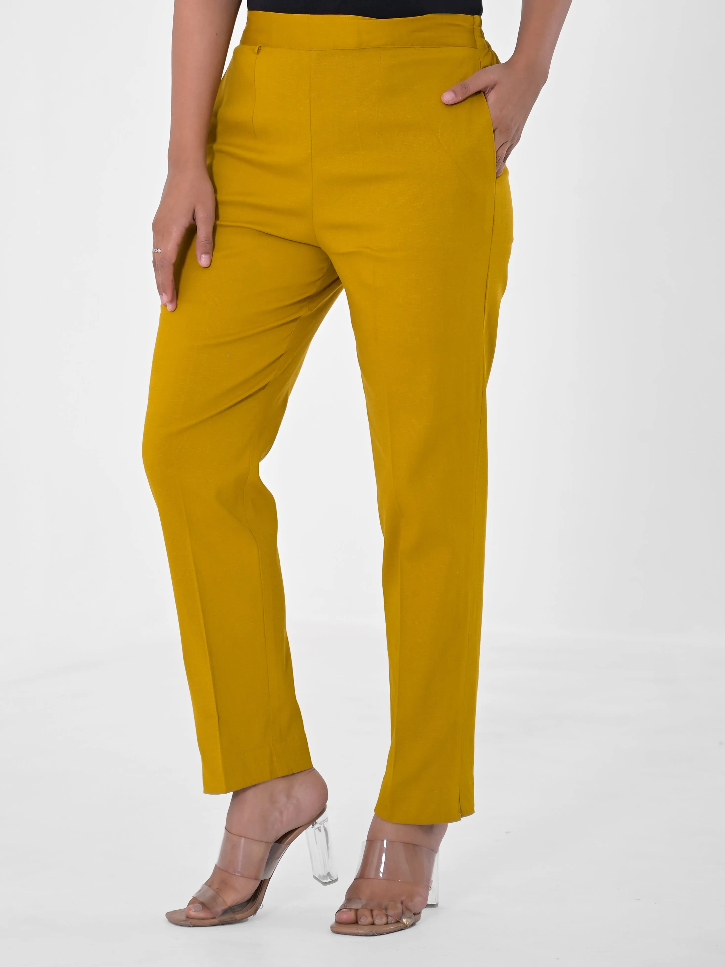 Mustard 4-Way Stretchable Pants