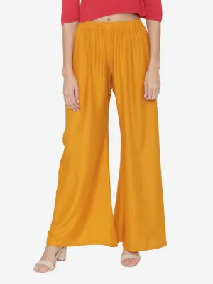 Mustard Plain Rayon Plazzo Pants