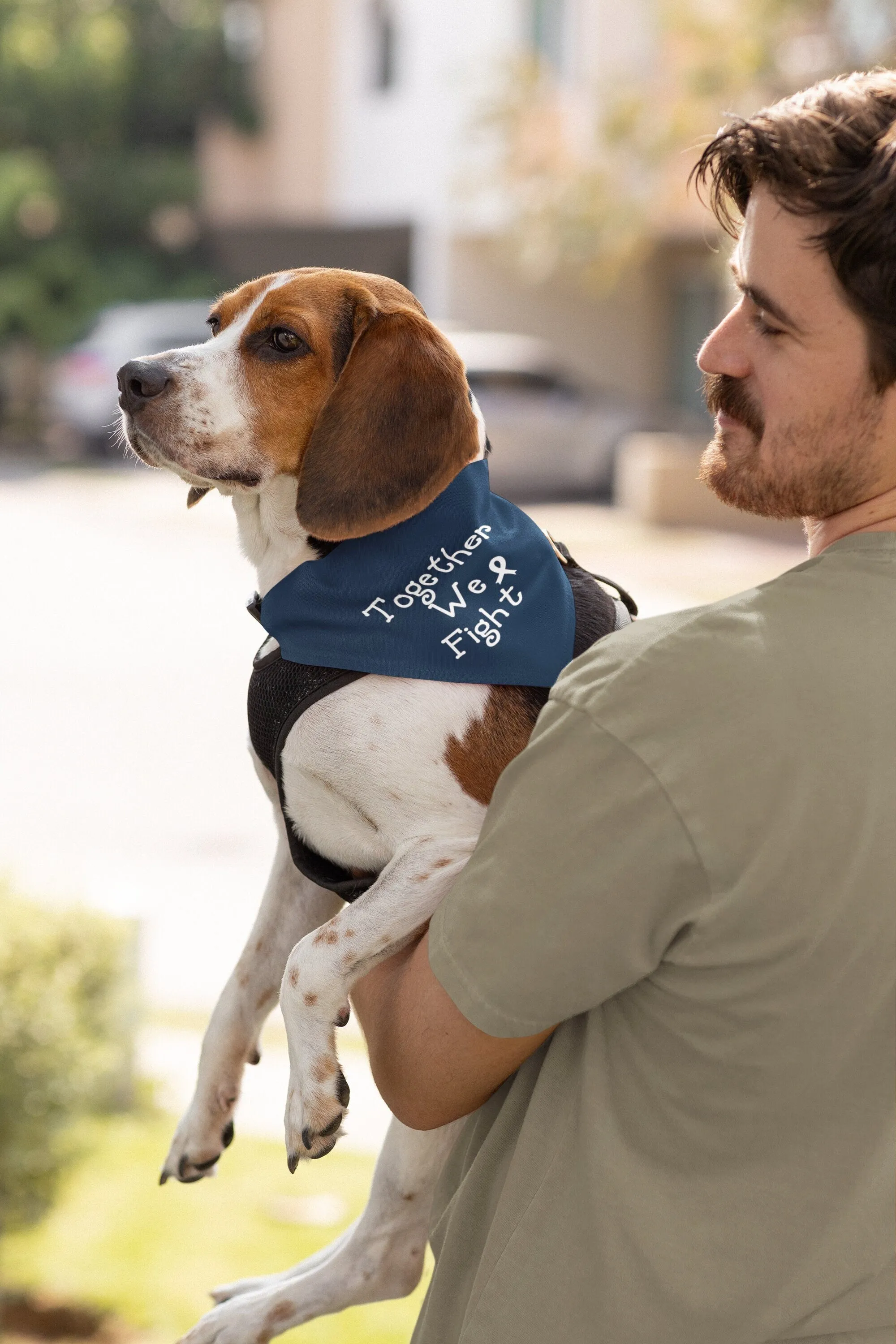 Navy Recovery Robe & Matching Together We Fight Pet Bandana Set