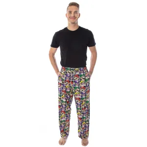 Nintendo Men's Mario and Villains Grid Soft Touch Cotton Pajama Pants