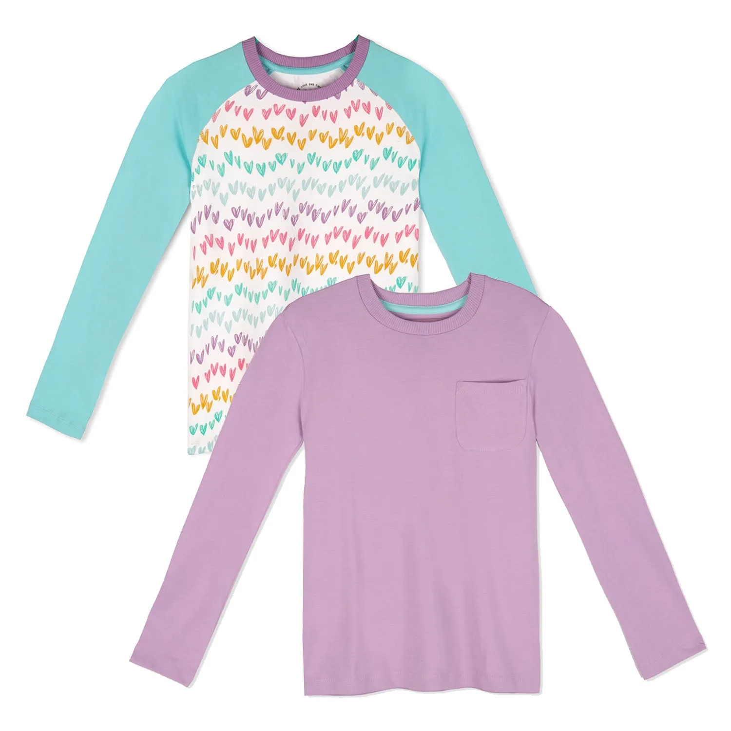 Organic Cotton Girl Shirts - Long Sleeve Tee 2 Pack