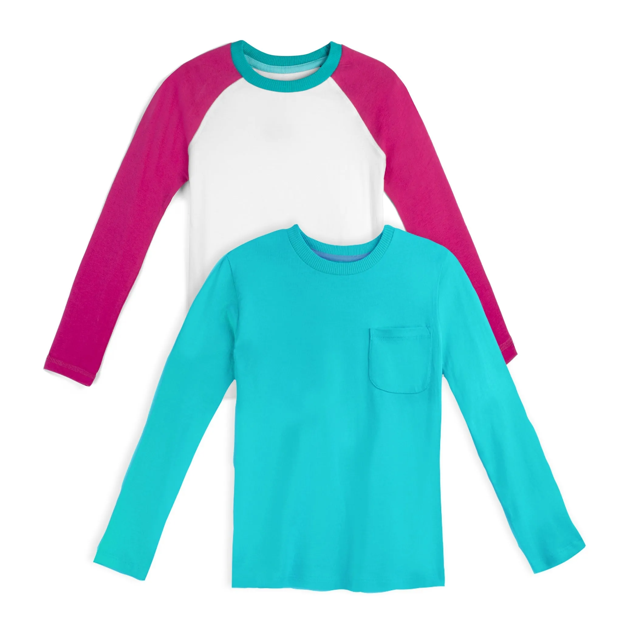 Organic Cotton Girl Shirts - Long Sleeve Tee 2 Pack