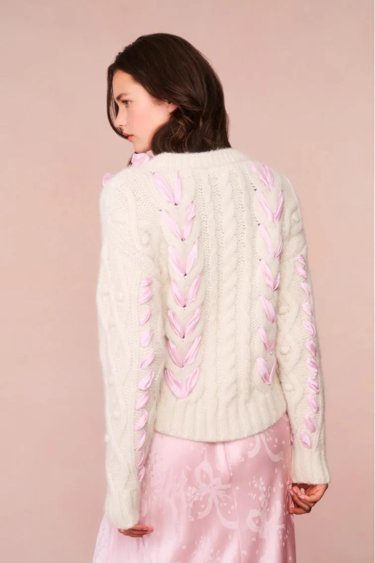 Parson Alpaca-Blend Ribbon Pullover - ICY BLUSH