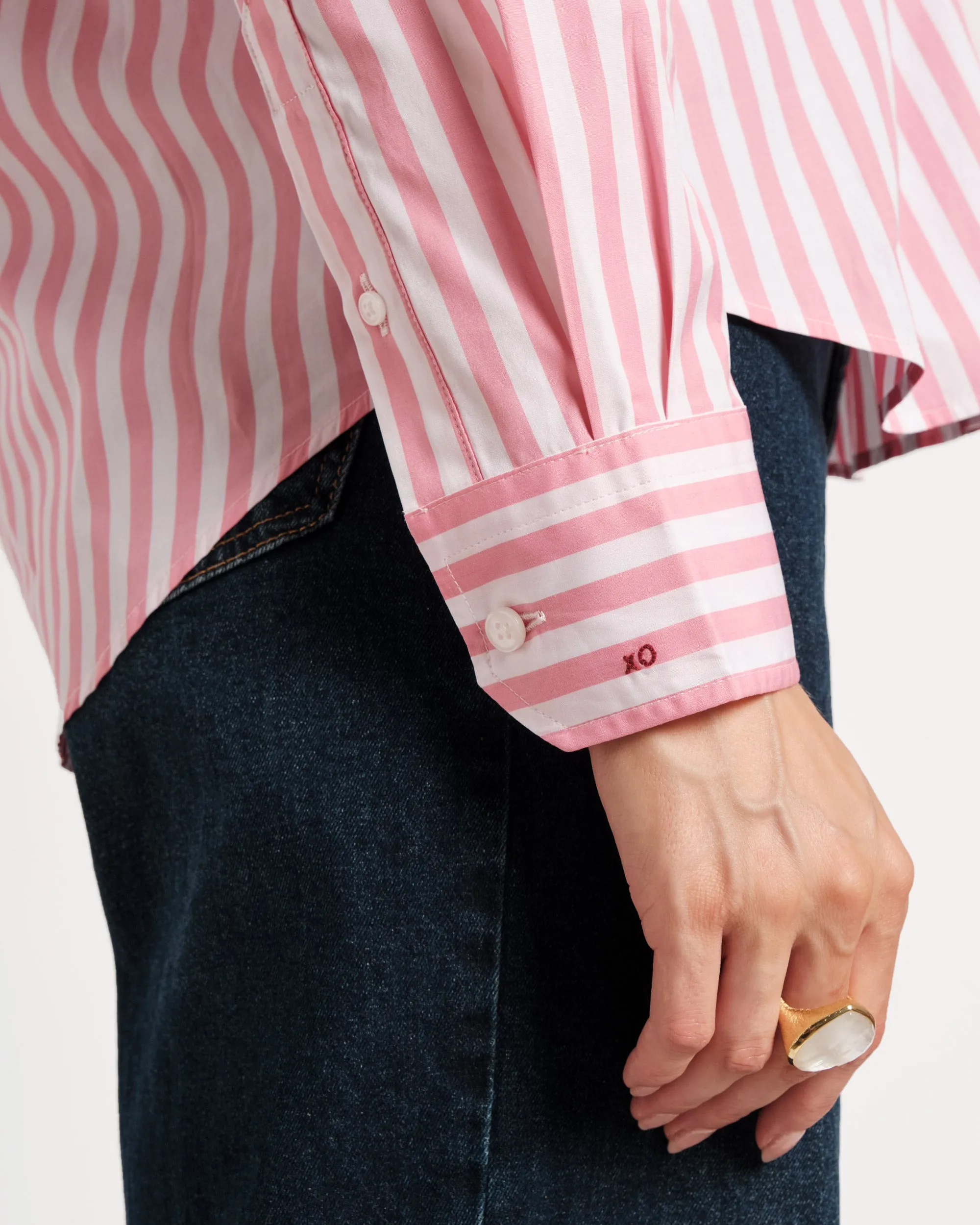 Perfect Button Down Stripe Pink White