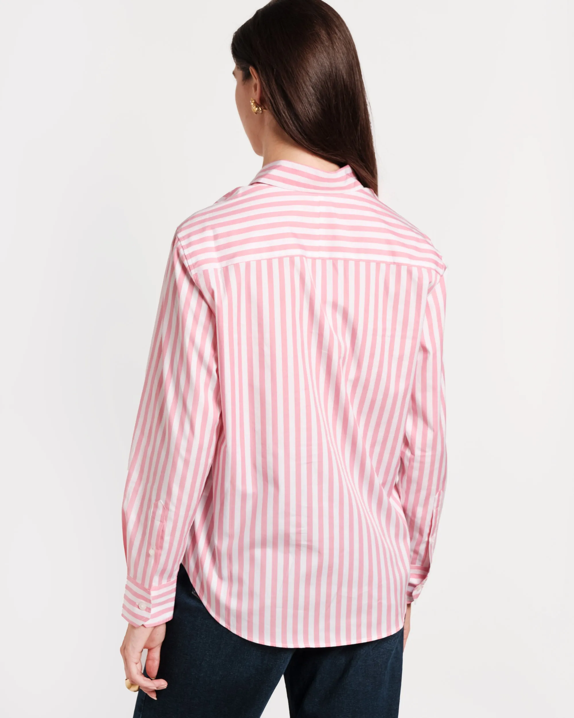 Perfect Button Down Stripe Pink White