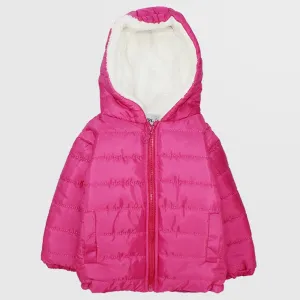 Pink Long-Sleeved Waterproof Hooded Jacket