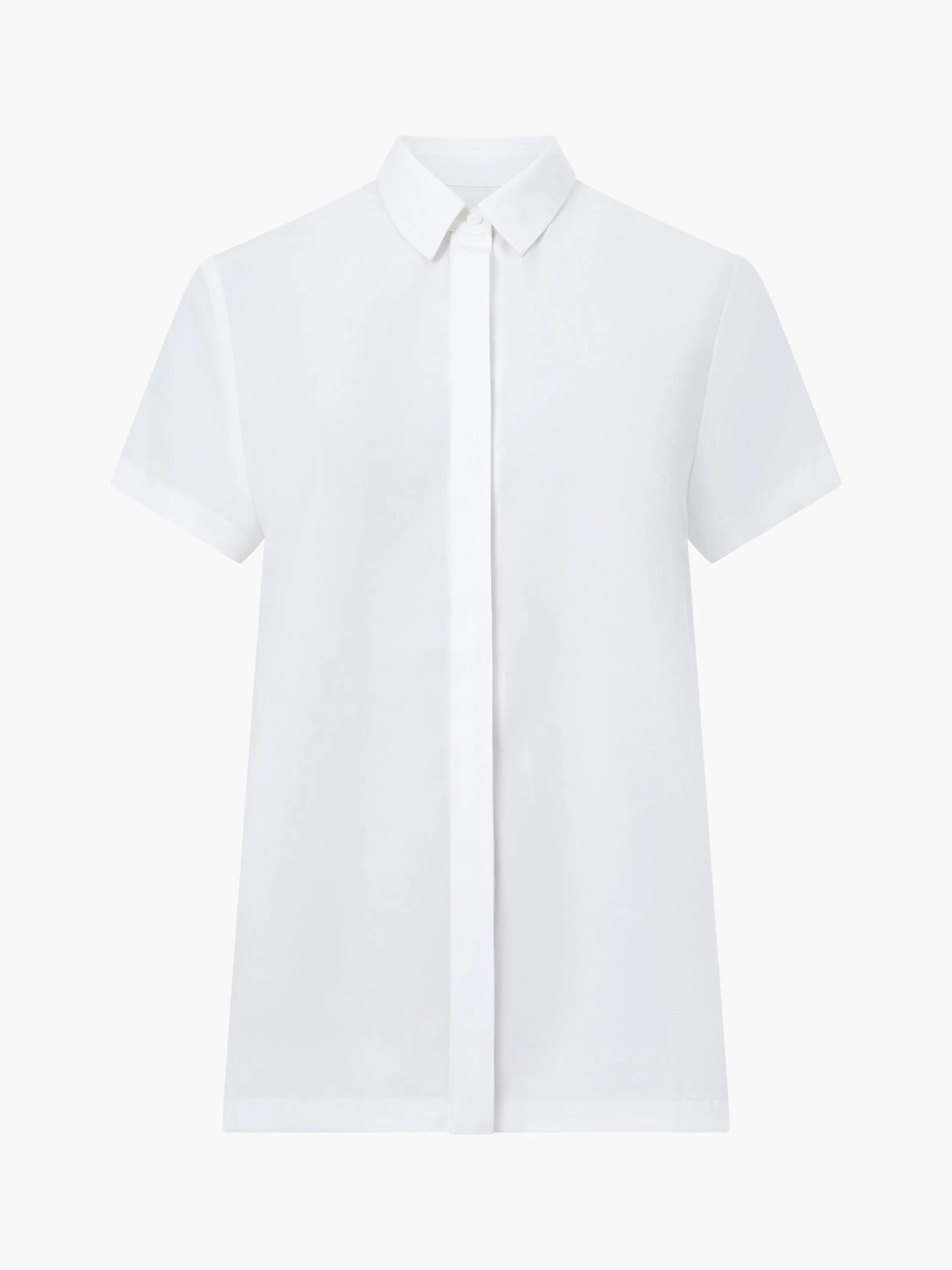 Pleat Back Button Through Short Sleeve Shirt