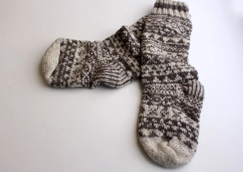 Pure Woolen Grey and White Mixed Knee High Socks