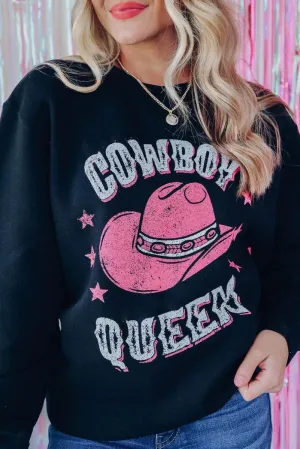 "COWBOY QUEEN" Black Graphic Sweatshirt