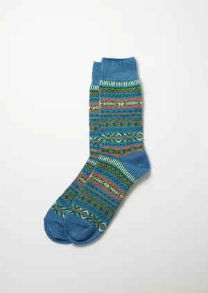 R1478 Jacquard Crew Sock Blue