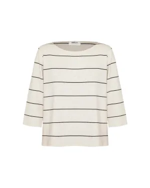 Relaxed Boat Neck Top- Ecru/Balloon