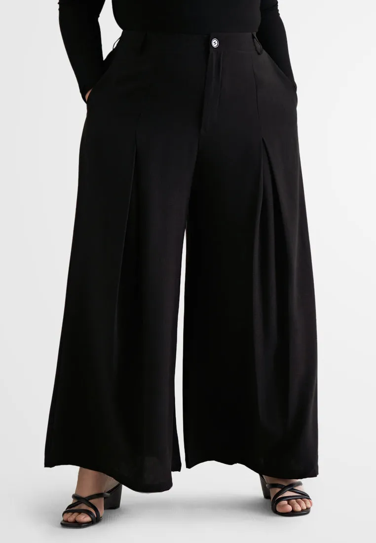 Saba Elegant Front Pleat Wide Leg Pants