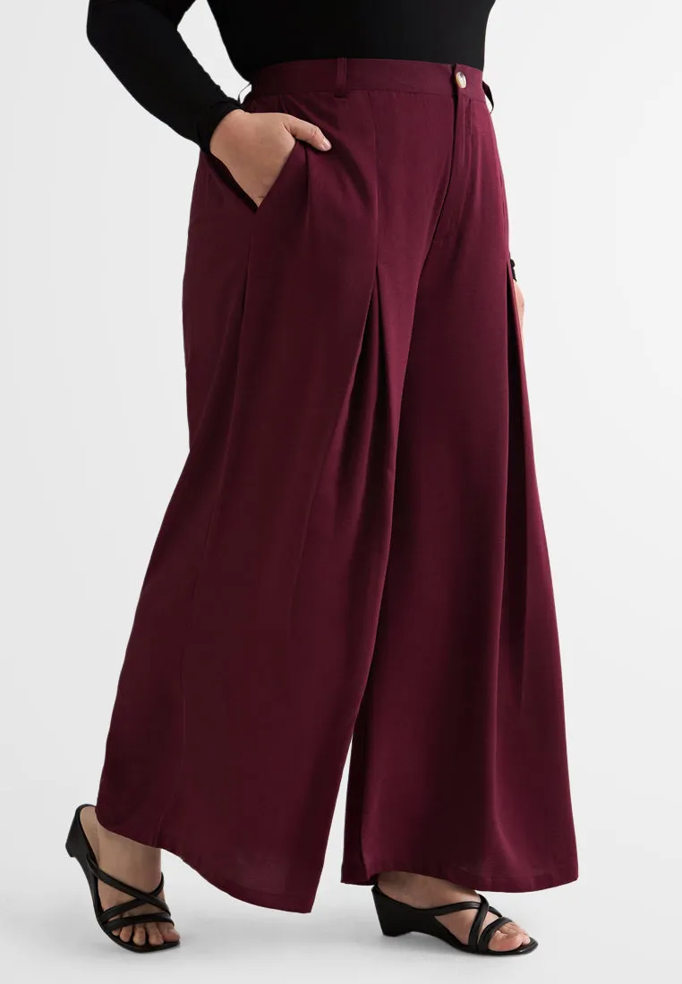 Saba Elegant Front Pleat Wide Leg Pants