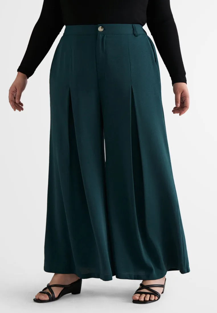 Saba Elegant Front Pleat Wide Leg Pants