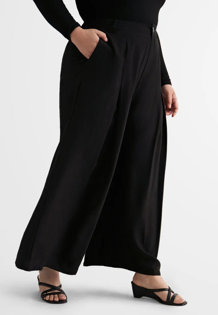 Saba Elegant Front Pleat Wide Leg Pants