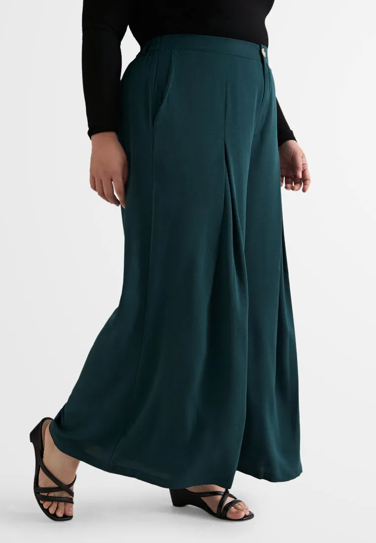 Saba Elegant Front Pleat Wide Leg Pants