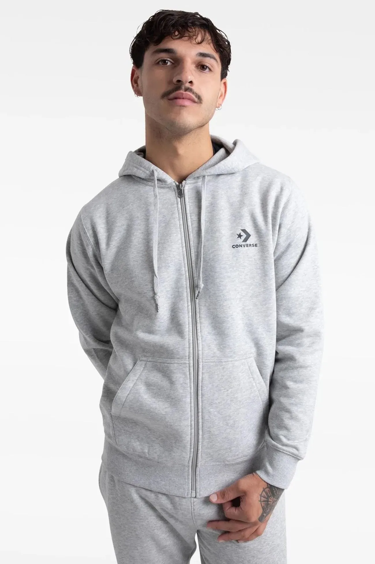 Star Chevron Fullzip Hoodie Grey Marle