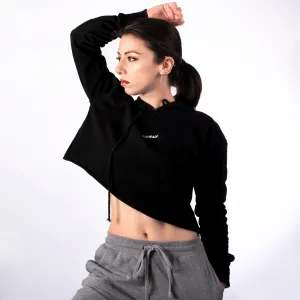 STEP AHEAD Black Pullover Crop Top Hoodie