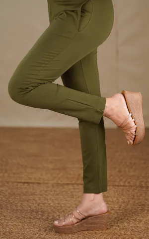 Straight Fit Stretchable Pant Olive