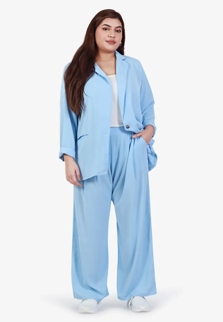 Sung Korean Inspired Lightweight Wide Pants - Sky Blue