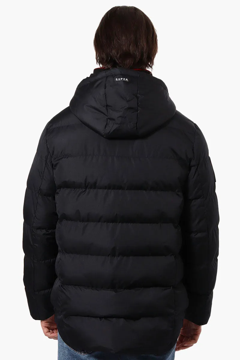 Super Triple Goose Knit Collar Bubble Bomber Jacket - Black