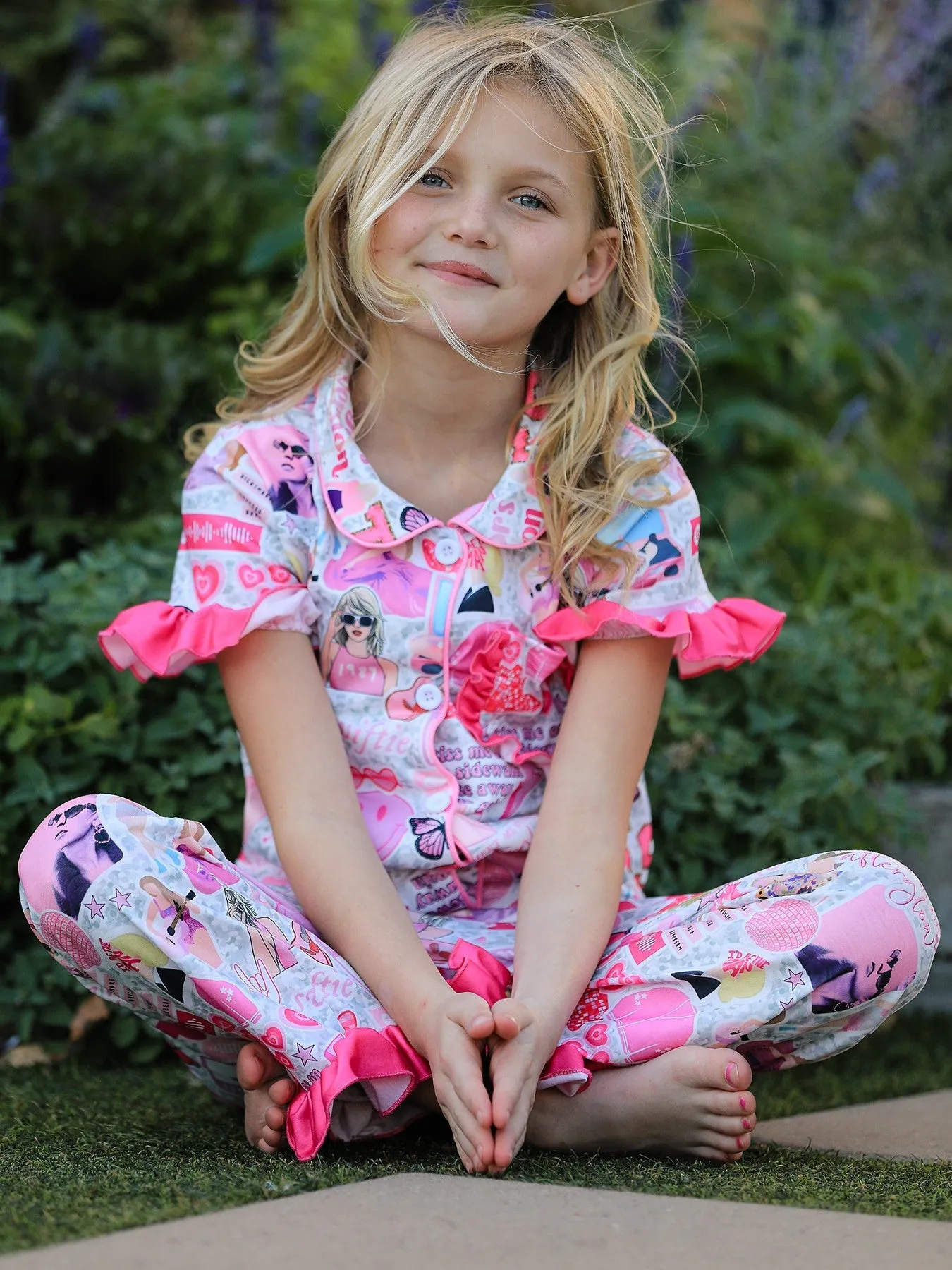 TS Character Print Girls Pink Pajamas