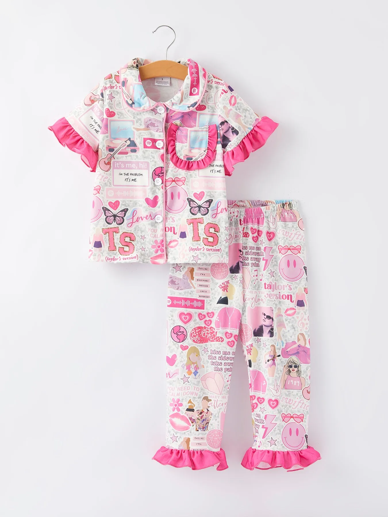 TS Character Print Girls Pink Pajamas