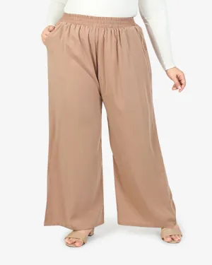 Vahini Minimalist Wide Pants - Light Brown