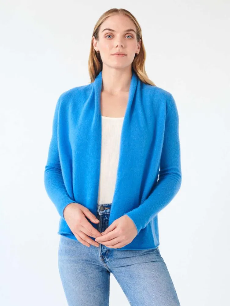 White   Warren - Cashmere Mini Trapeze Cardigan in Celestial Blue