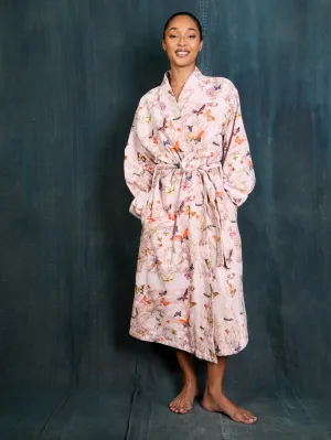 Womens Velvet Robe Pink Evening Flutters